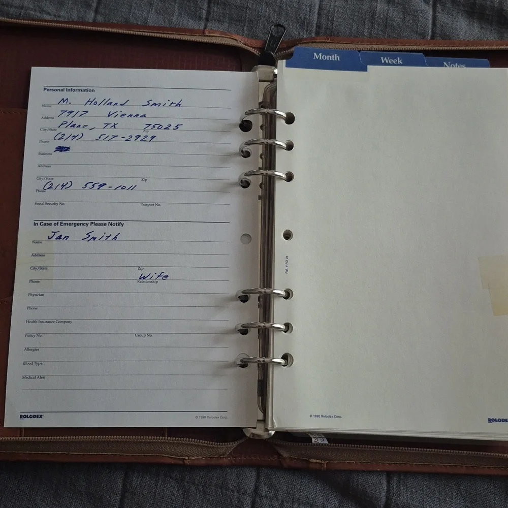 Vintage ROLODEX Zip Around Organizer 90s Saddle Brown leather Planner System